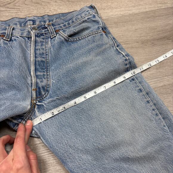 Vintage 80s Levi's 2501-0117 Straight Leg Ankle Fray Jeans 28x31 - Picture 7 of 12